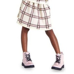 Mickey Mouse Icon Holiday Plaid Knit skirt size 2 cream red